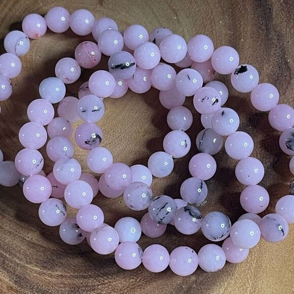 Pink opal 8mm stretch bracelet beaded bracelet 7” stretch crystal healing natura - Picture 5 of 12